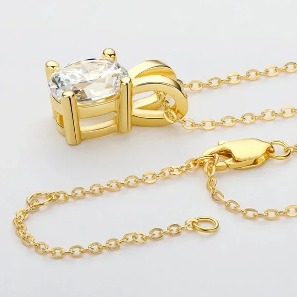 Certified 1ct. t.w. Moissanite Diamond Oval Pendant Necklace NEW - Picture 4 of 10